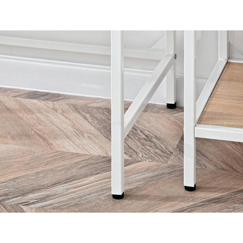 Dawnie Metal Base Writing Desk, White, Oak