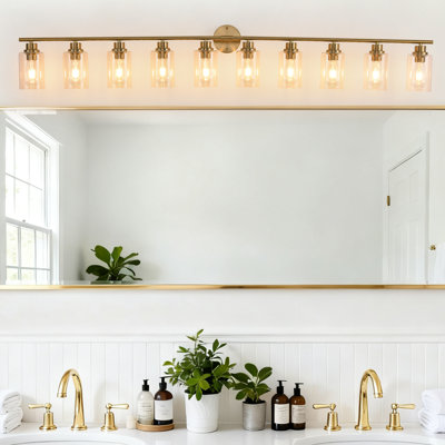 Bathroom Light Fixtures, Gold Modern Vanity Lights With Clear Glass Shade, Bathroom Wall Lamp For Mirror Kitchen Living Room Hallway Cabinet Porch