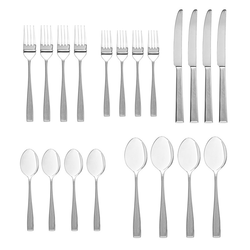 Ensemble de couverts 20 pièces en acier inoxydable Hudson 18/10, service pour 4, Acier inoxydable