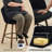 27" Upholstered Swivel Counter & Bar Stools with Large Seat, 360° Swivel Kitchen Island Chairs with Solid Wood Legs, Black Sherpa, Set of 2-1629698087