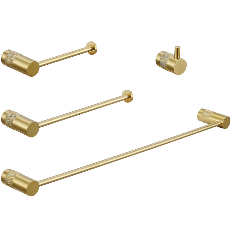 4 - Piece Bathroom Hardware Set, Brushed Gold
