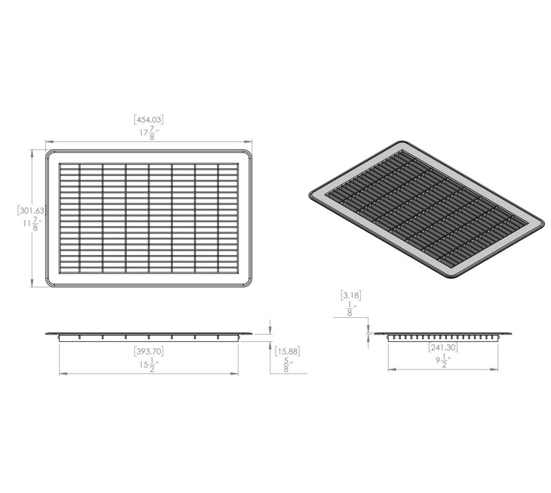 Retour de plancher blanc épais, H 0,625 po x l 10 po x P 16 po