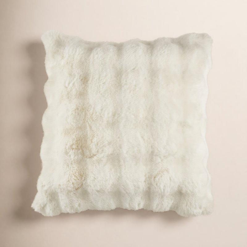 Cozy Bubble Faux Fur Pillow Cover, Polyester, Ivory, Square 20"