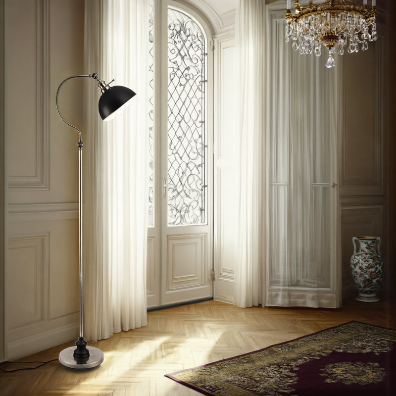 69" Adjustable Arch Floor Lamp with Brushed Nickel Finish, Directional Shade, Weighted Base, UL Listed