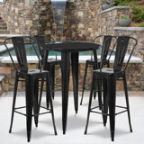 Williamston 30'' Round Metal Indoor-Outdoor Bar Table Set with 4 Cafe Stools