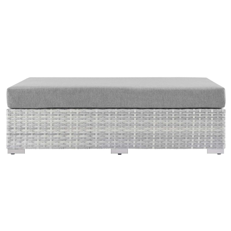 Convene Outdoor Patio Rectangular Ottoman, Gray