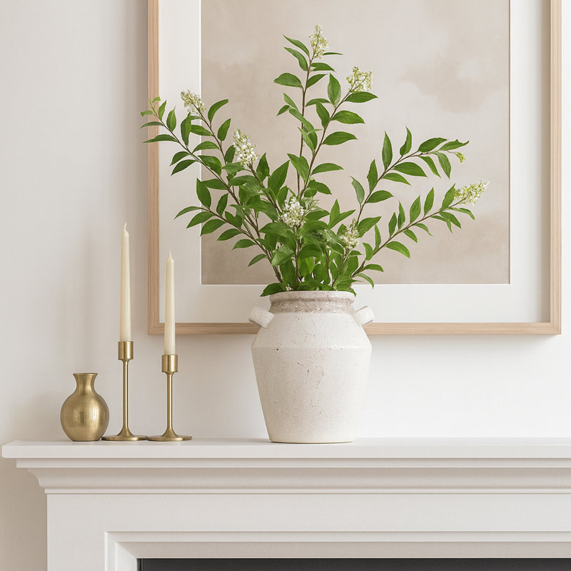 Modern Terracotta Table Vase for Home Decor Accent - Sculptural Tall Flower Vase for Living Room, Shelf, and Entryway Styling