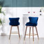 Ensemble de 2 tabourets de bar rembourrés en tissu, bleu