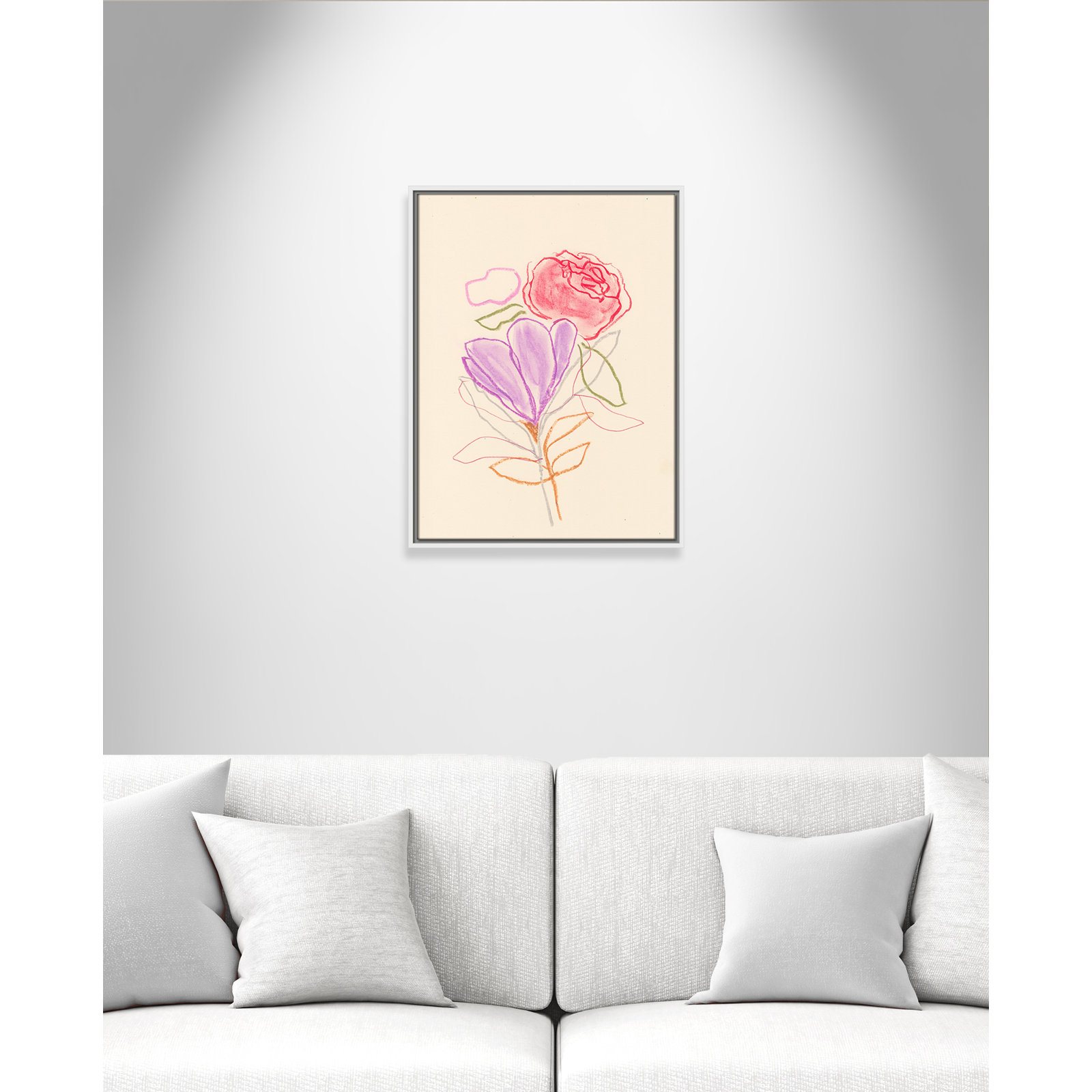 Simple Floral "Simple Floral III" Print, White Floater Framed Canvas, No Mat, 25.5" H x 19.5" W x 2" D