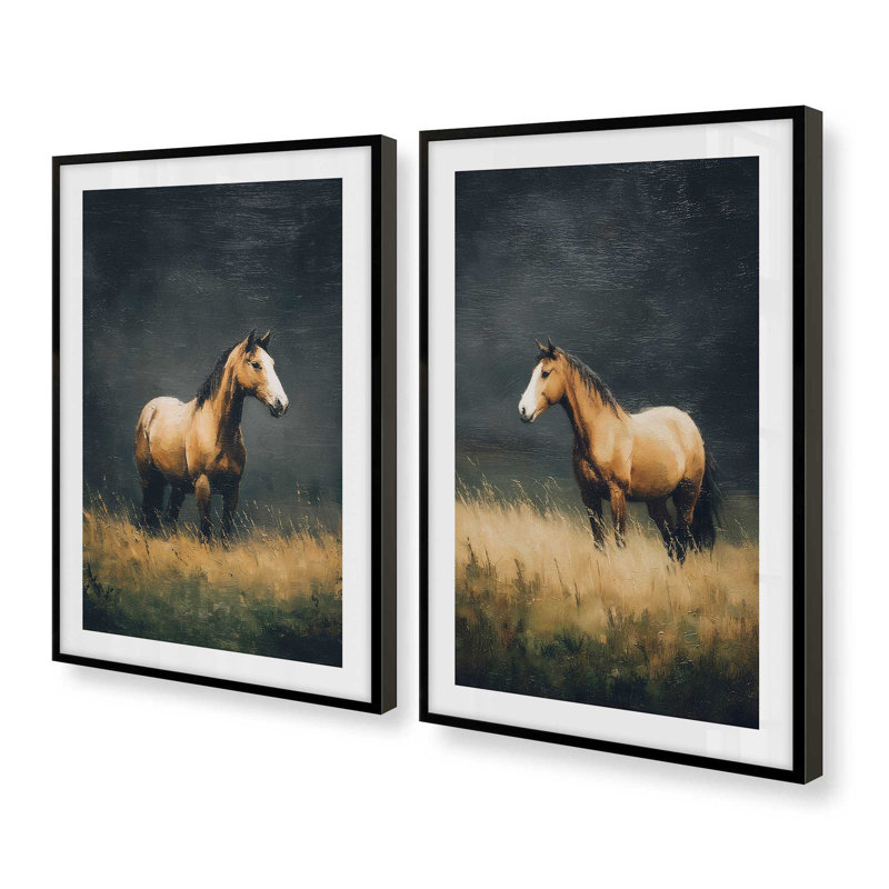 «Stand Tall Buddy», ensemble de 2 impressions, 48 po x 32 po, Impression encadrée, Noir satiné