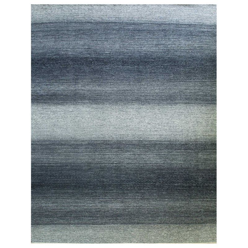 Tapis gris en laine noué à la main de conception unique 8 pi 11 po x 12 pi 2 po One Age of a Kind