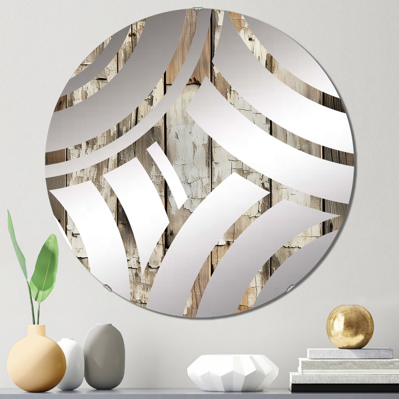 Rustic Farmhouse Weathered Planks - Centre Wave Decorative Mirror, 23.6" x 23.6"