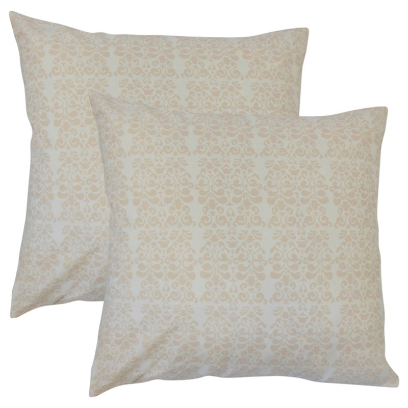 Damask Cotton Reversible Throw Pillow