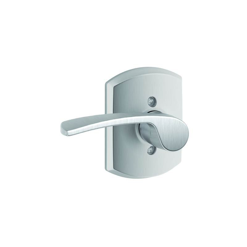 Merano Lever with Greenwich Trim Non-Turning Lock, Satin Chrome, Left Hand