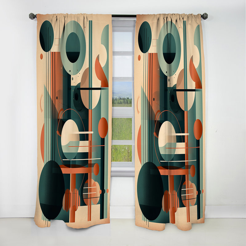 Rideau occultant orange et vert Mid Century Momentum IV - Mid-Century, L 52 po x L 95 po