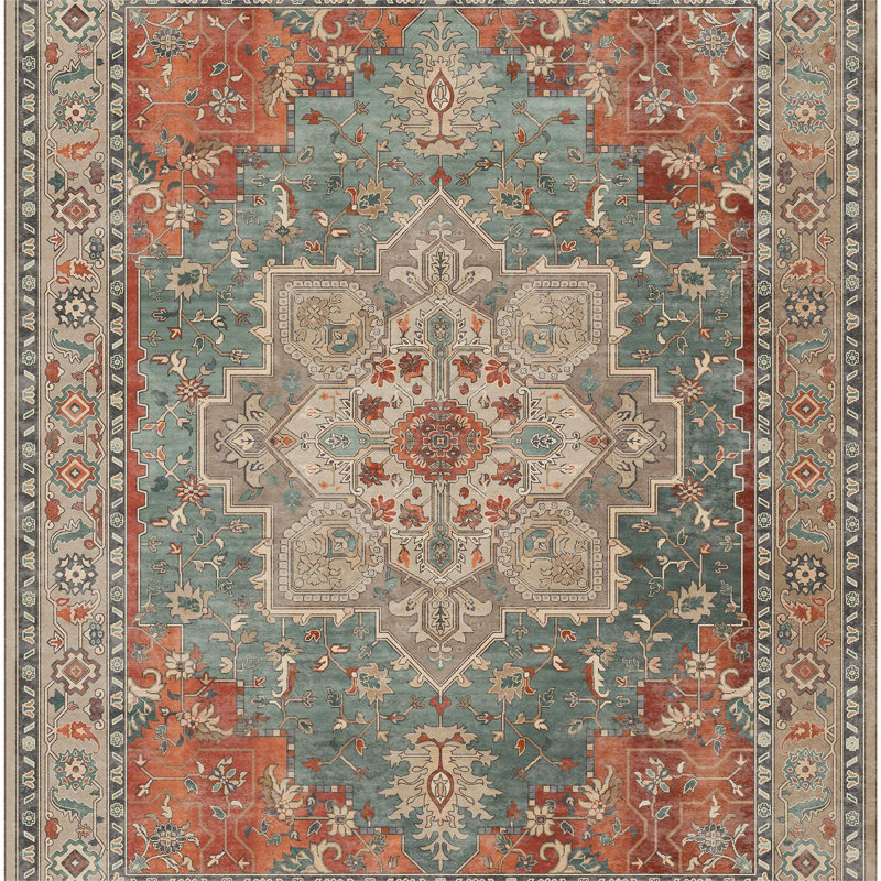 Tapis oriental performance Roehit, Bleu/rouge, Rectangulaire 8 pi x 10 pi