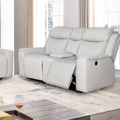 Blanc inclinable contemporain, 41 po Hauteur du produit, conception confortable, fauteuil inclinable réglable avec esthétique, sièges, console et porte-gobelets, profondeur de 70 po