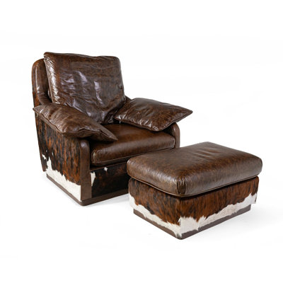 Leather Armchair + Ottoman Set