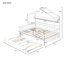 Lit double en bois avec lit gigogne simple, lit pour enfant avec tablette, blanc-941797148
