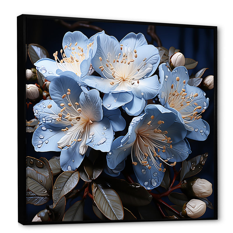 Un bouquet de rhododendrons III, H 36 po x l 36 po x P 1,5 po, Cadre flottant noir