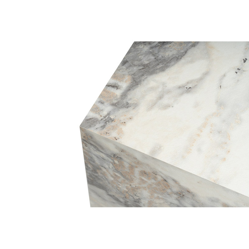 Chrisina Modern Side Table, Freesia Marble Finish, 17.7 x 19.7 x 17.7 inches | 100% MDF Construction, Thickness: 0.7 inches | Stylish and Functional Design for Living Room or Bedroom, Perfect for Small Spaces, Elegant Marble Aesthetic