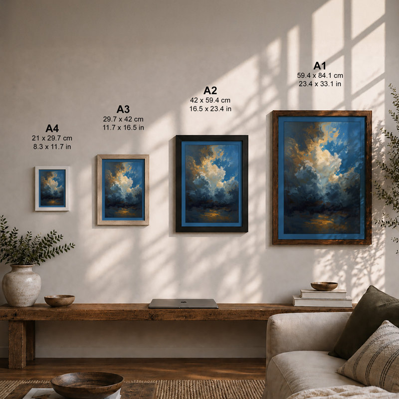 Towering Cloudscape Romantic - Framed Print, A1 - 84.1 x 59.4 cm, Black