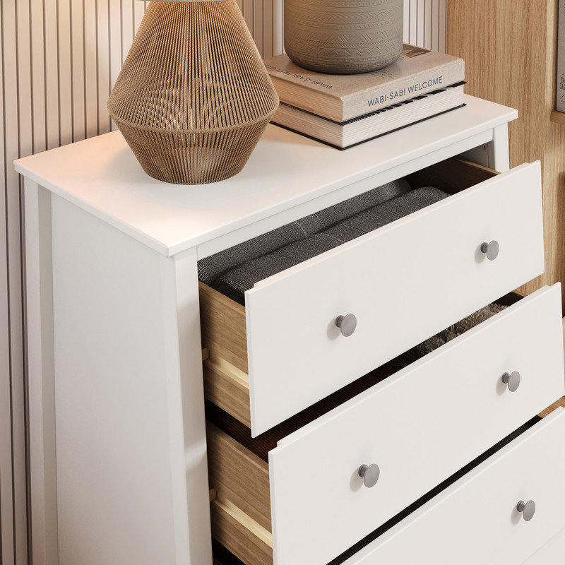 Solid Wood 4 Drawer Dresser -, White