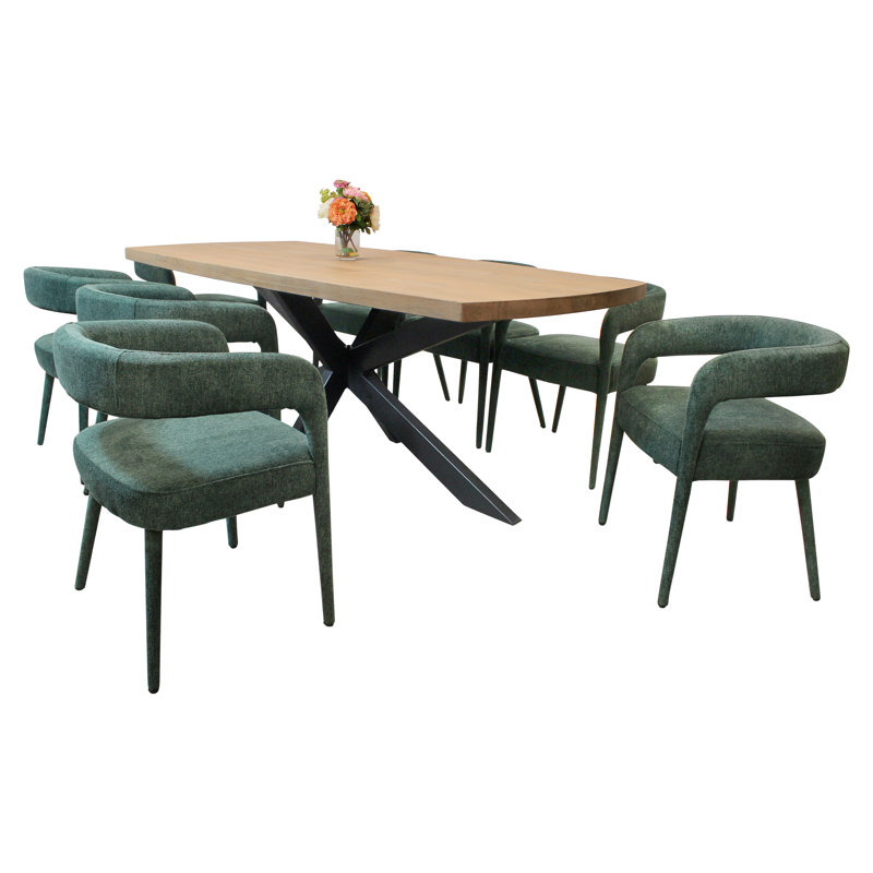 Ensemble Logan avec table de salle à manger 82 po et chaises d'appoint bleu sarcelle Galway, 9 pièces : table, 8 chaises
