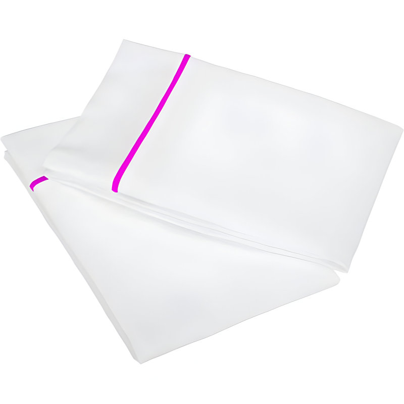 400TC Single Embroidery Cotton Sateen Pillowcases (Set Of 2), White/Hot Pink
