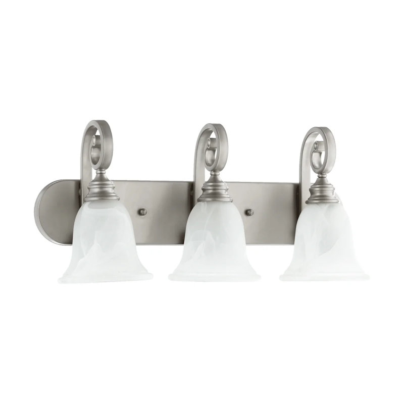 Cambron 3 - Light Dimmable Vanity Light, Classic Nickel, White Faux Alabaster