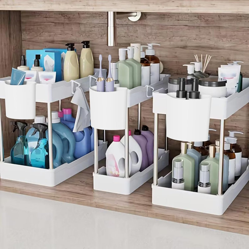Ensemble de 3 organisateurs sous le lavabo et rangement, 2 niveaux