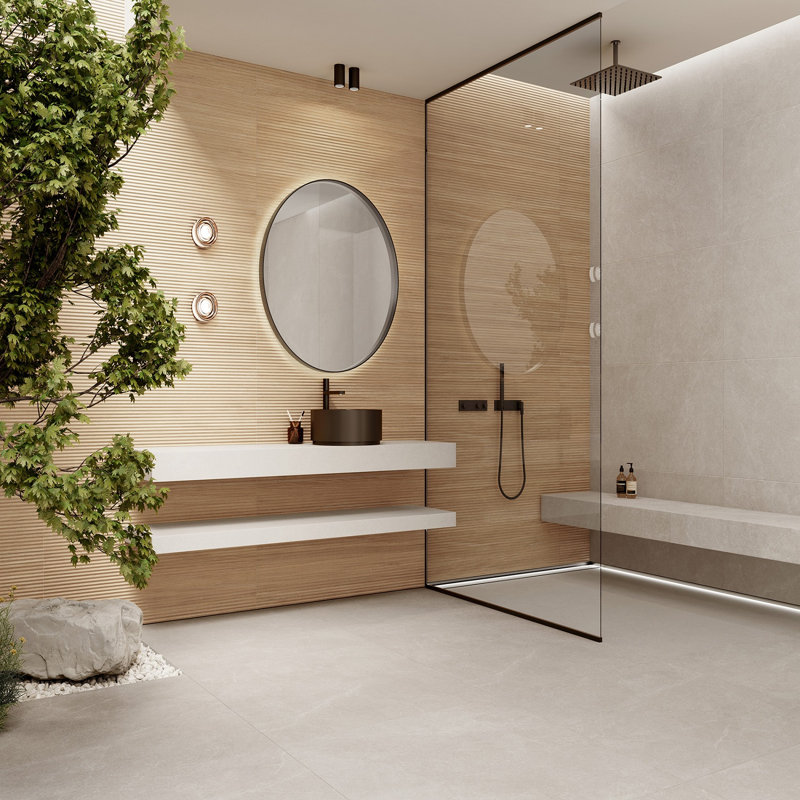 Elba Maple 24X48 Fluted Porcelain Wall/Floor Tile (2 TILES PER BOX), Elba Maple