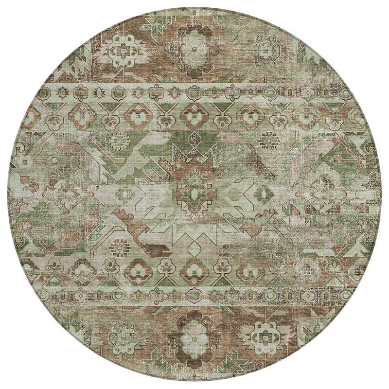 Machine Washable Indoor/Outdoor Chantille ACN2638 Global Rug, 8' Round, Sage