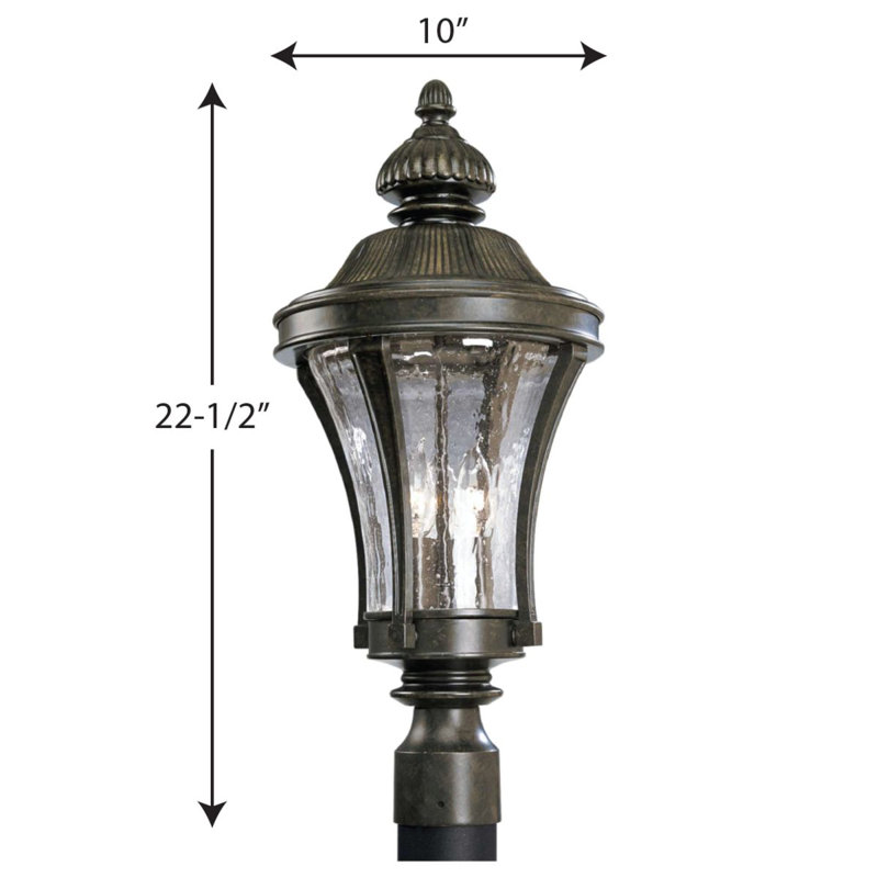 Tête de lanterne à 1 lumière H 22,5 po Triplehorn, Bronze forgé