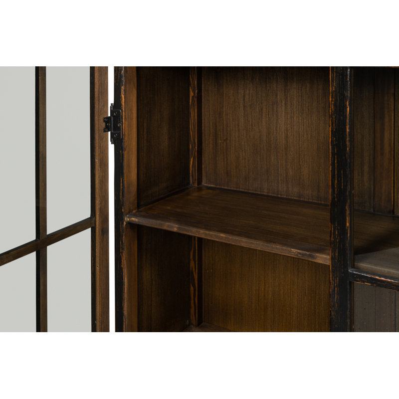 Glass China Cabinet, Antique Black