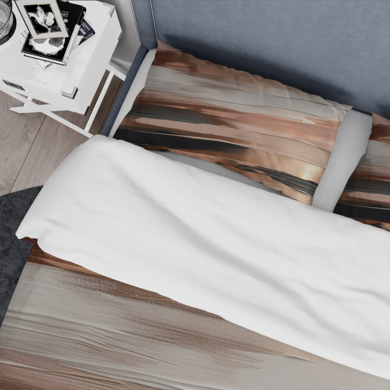 Ensemble de housse de couette en microfibre / polyester Rosegold and Pink Forms In Contemporary II