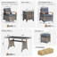Ensemble de 8 meubles de patio, ensemble de conversation en rotin avec 2 accoudoirs pivotants en bois, 2 chaises simples fixes, 2 repose-pieds et table de salle à manger-1043866528