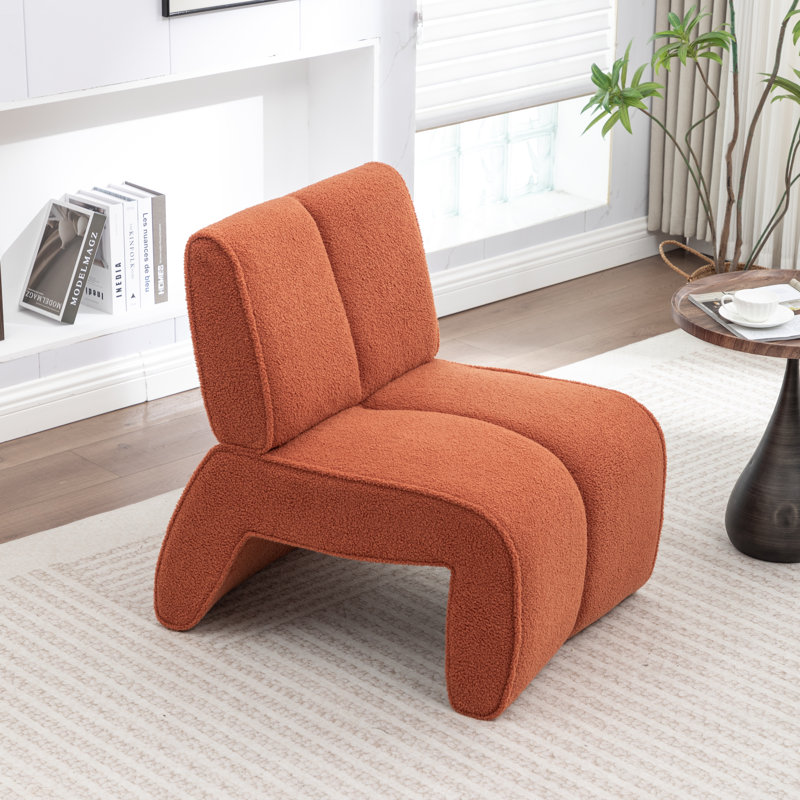 Mathias Upholstered Faux Fur Accent Chair, Orange