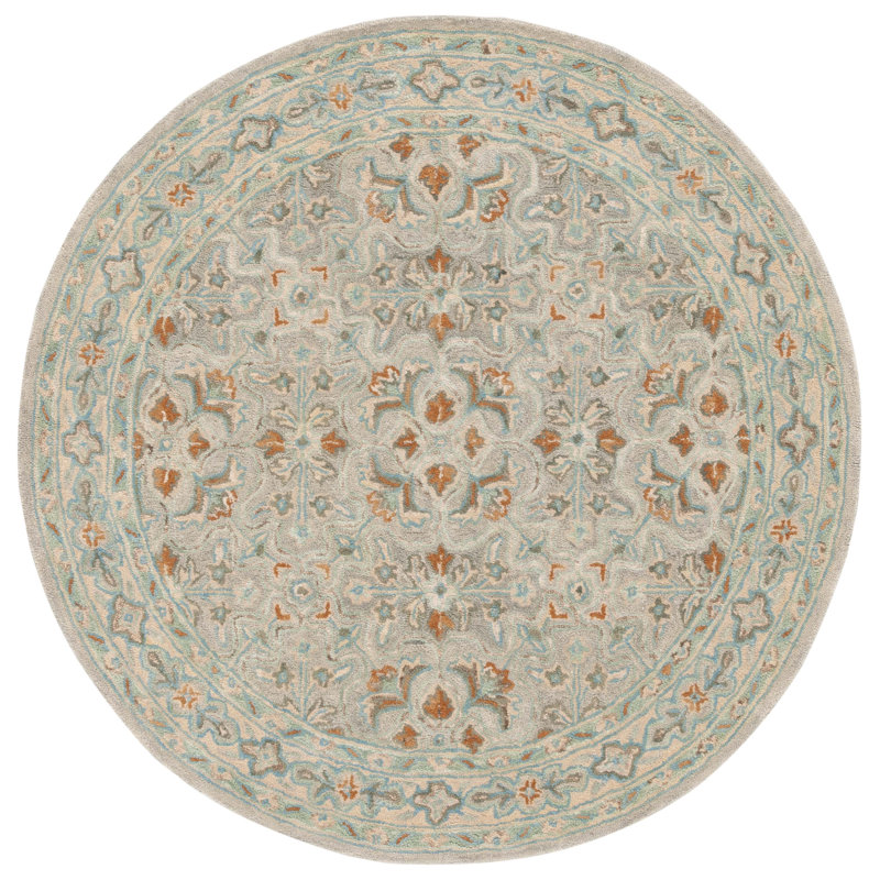 Tapis oriental en laine et coton touffeté à la main Mckinnleigh, Rond 6 po