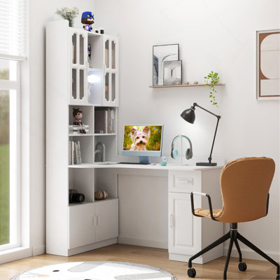 L-Shaped Corner Computer Desk  For Home Office Or Study Desk, Study Modern Style Table With Drawers