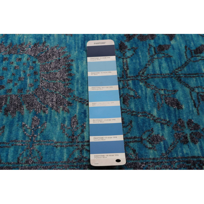 Tapis bleu héritage noué à la main de conception unique 6 pi 1 po x 9 pi 0 po