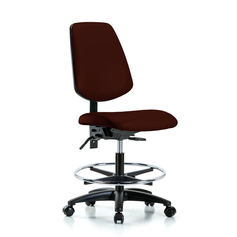 Kallie Vinyl Drafting Chair, Burgundy, Casters, Included
