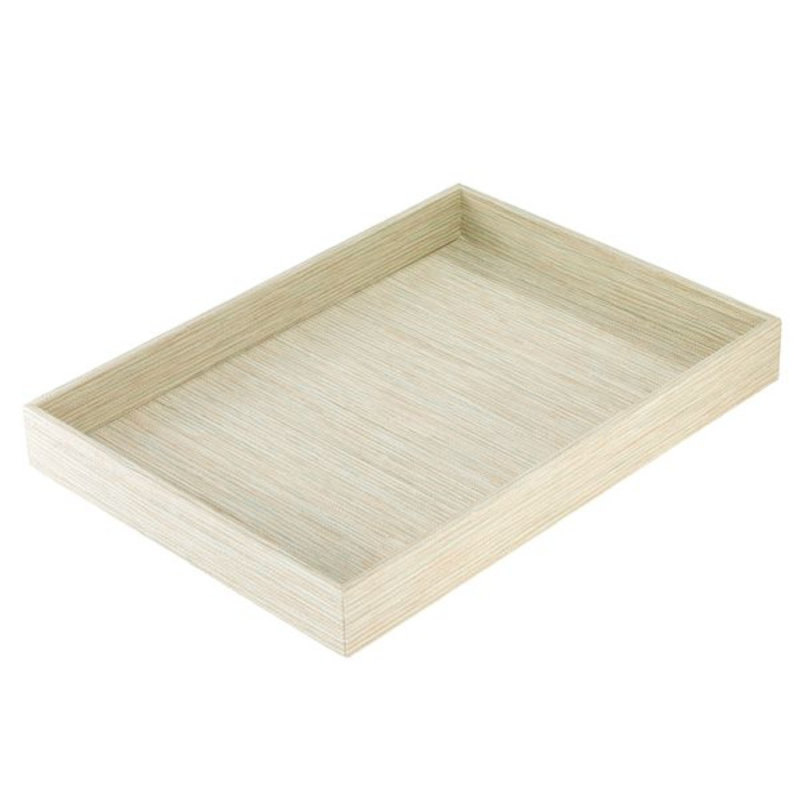 Grasscloth Decorative Tray, 18"W x 13"D x 2"H, Celadon, Rectangle