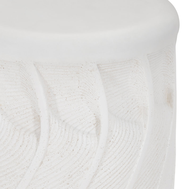 White Stonecast Transitional Round Side Table