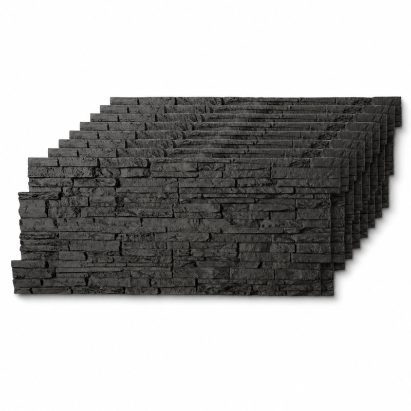 Panneaux en fausse pierre (ensemble de 8) - Grand style de pierre empilée, léger, facile à installer, durable et nécessitant peu d'entretien pour une utilisation intérieure et extérieure