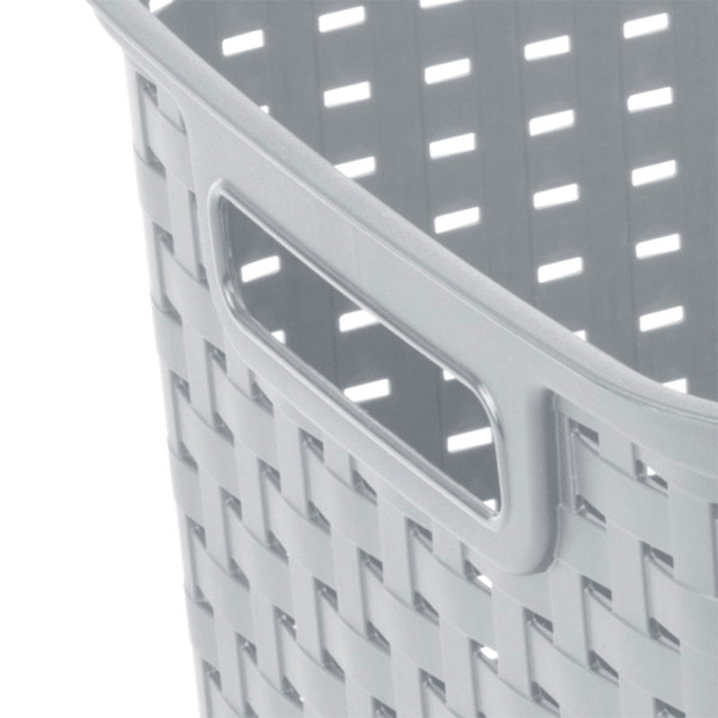 Cement Gray Wicker Weave Plastic Storage Basket Set of 6