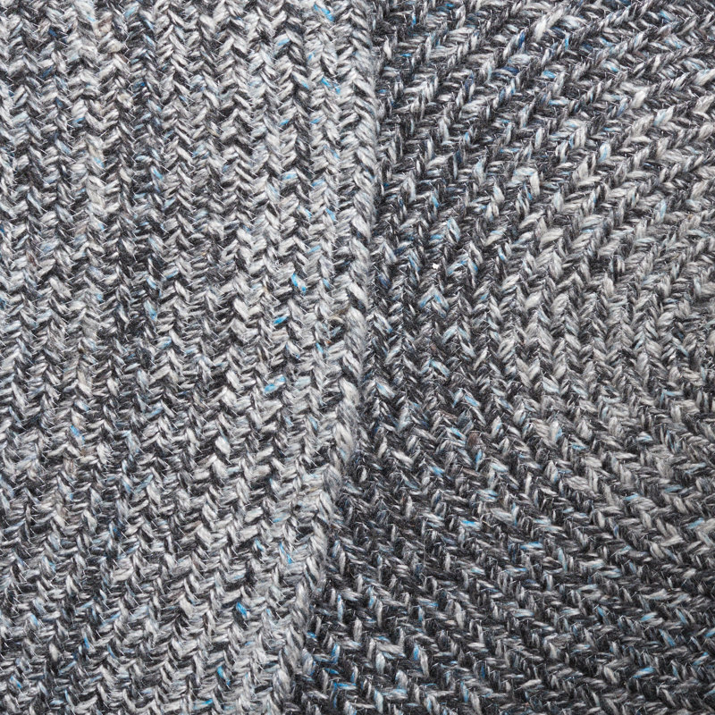 Tapis rond en polyester tissé à la main gris foncé / bleu clair Kulsar, Rond 4 pi