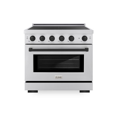 ZLINE Autograph 36 in. Black Stainless Paramount Induction Range with Polished Gold Accents