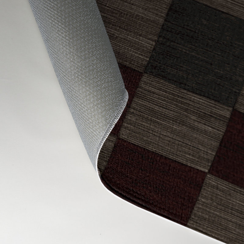 Tapis d'intérieur et d'extérieur à carreaux brun, Rectangulaire 3 pi x 5 pi