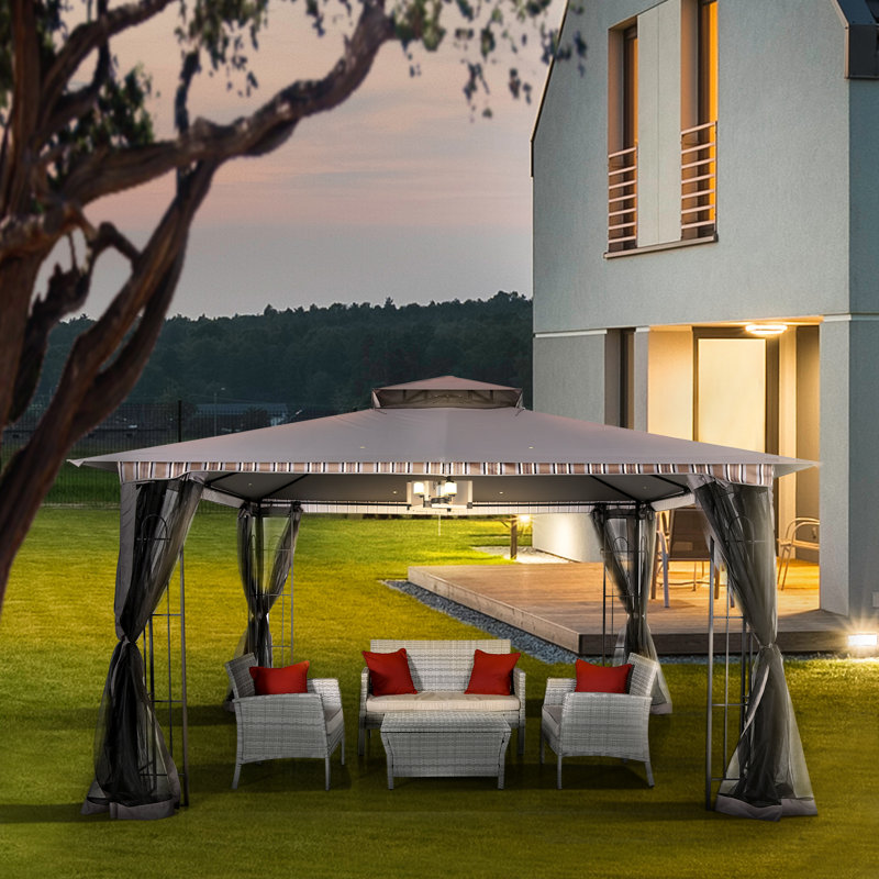 13 Ft. W x 11 Ft. D Steel Patio, Gray